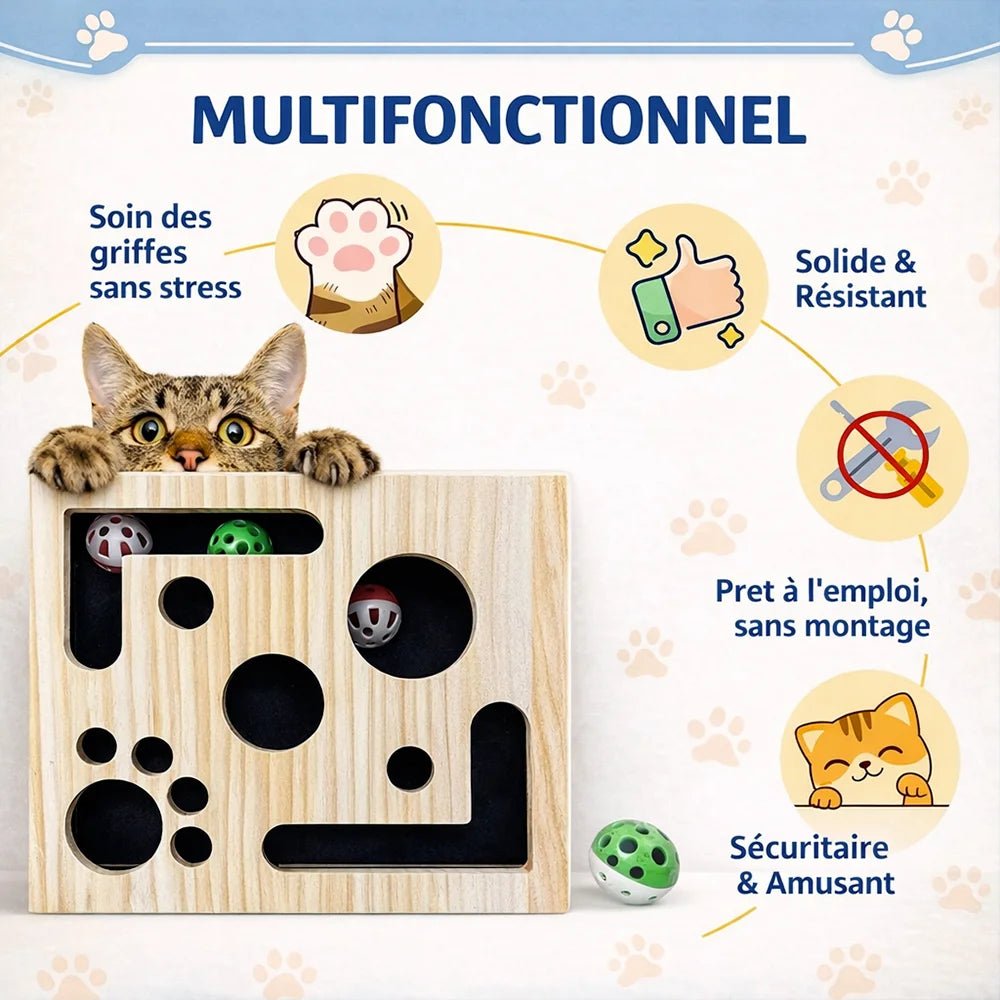 Jouet puzzle interactif pour chat en bois – Griff’Puzzle™ - oaura
