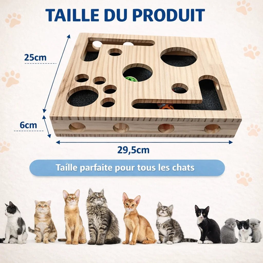 Jouet puzzle interactif pour chat en bois – Griff’Puzzle™ - oaura