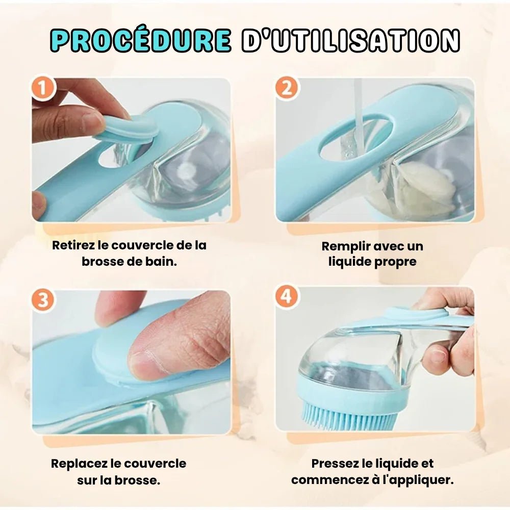 Brosse de bain 2 en 1 pour animaux - BrushyPet - oaura