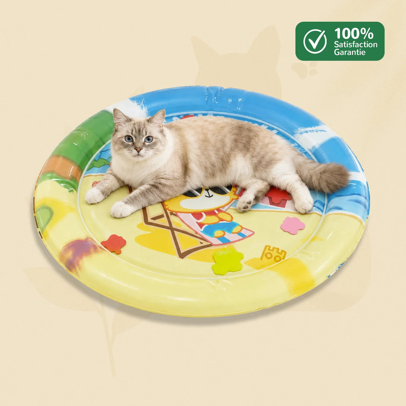 Tapis rafraîchissant interactif pour chat AquaFresh avec surface fraîche naturelle et poissons à chasser