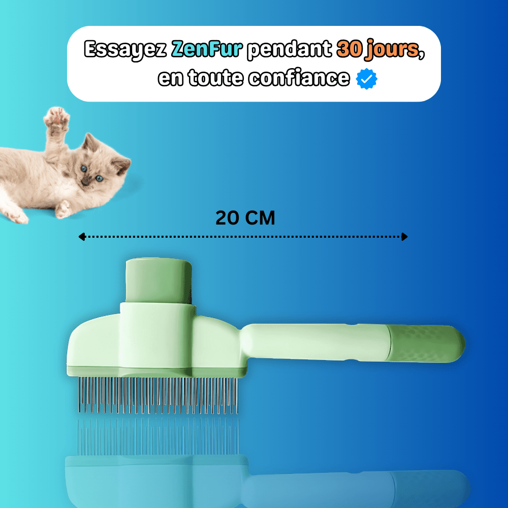 Dimensions de la brosse ZenFur pour chat avec longueur de 20 cm