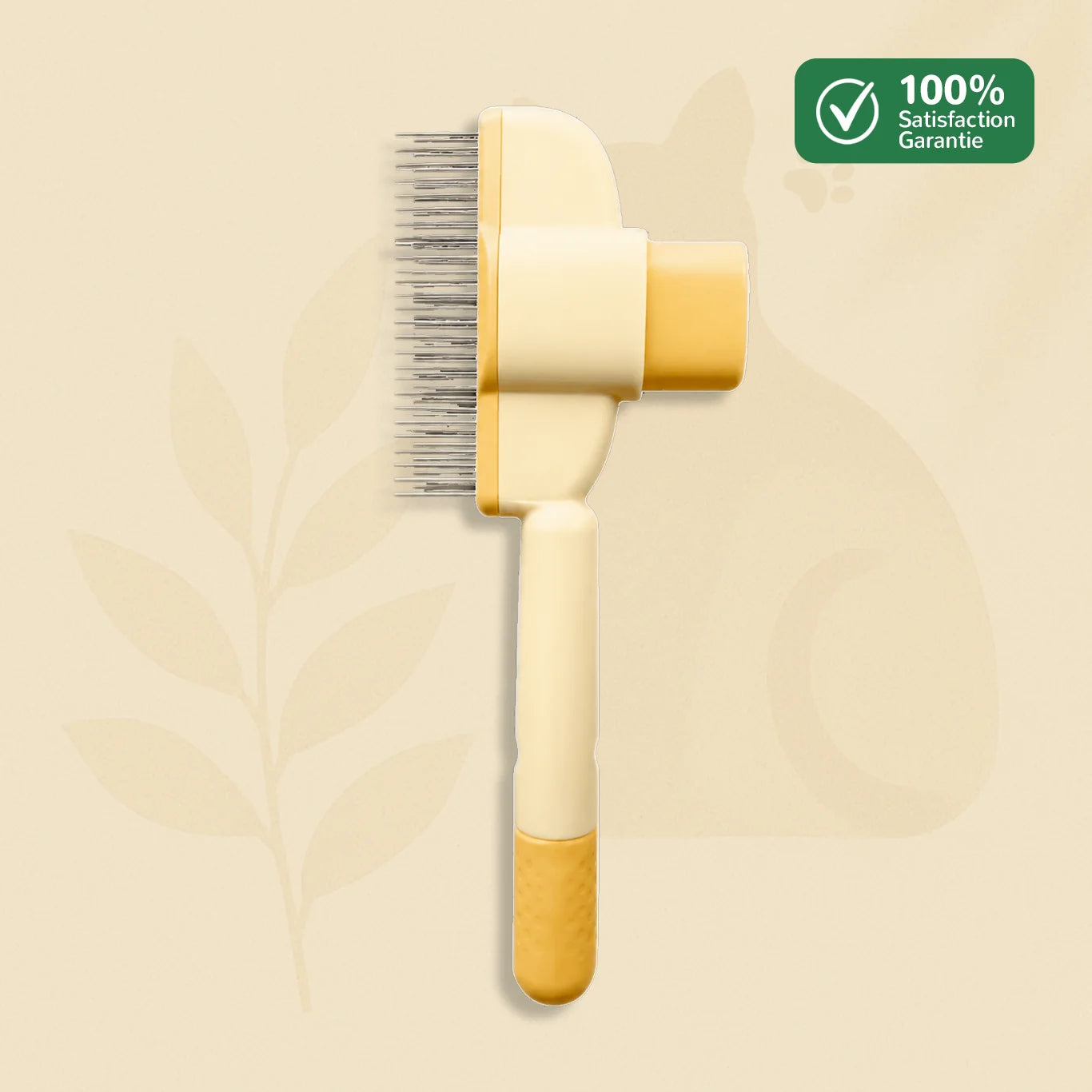 Brosse anti-poils chat ZenFur jaune avec picots fins pour retirer les poils morts