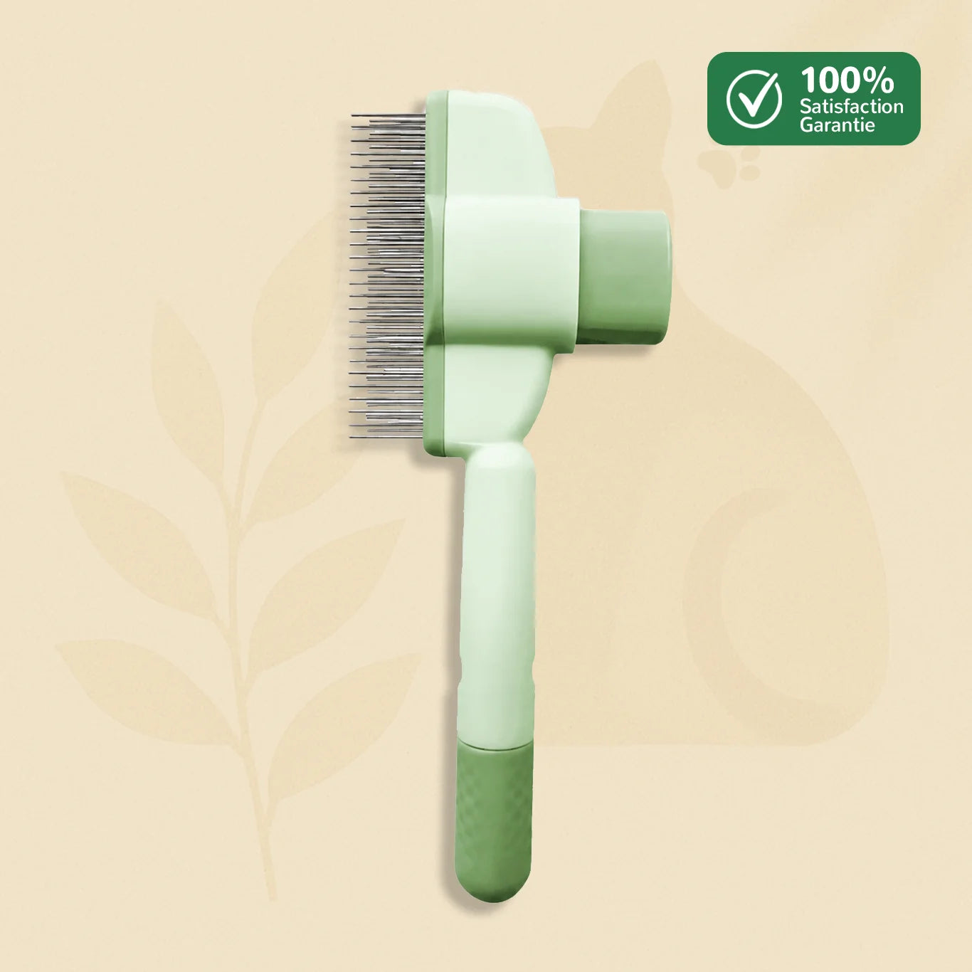 Brosse anti-poils chat ZenFur verte avec picots fins pour le sous-poil