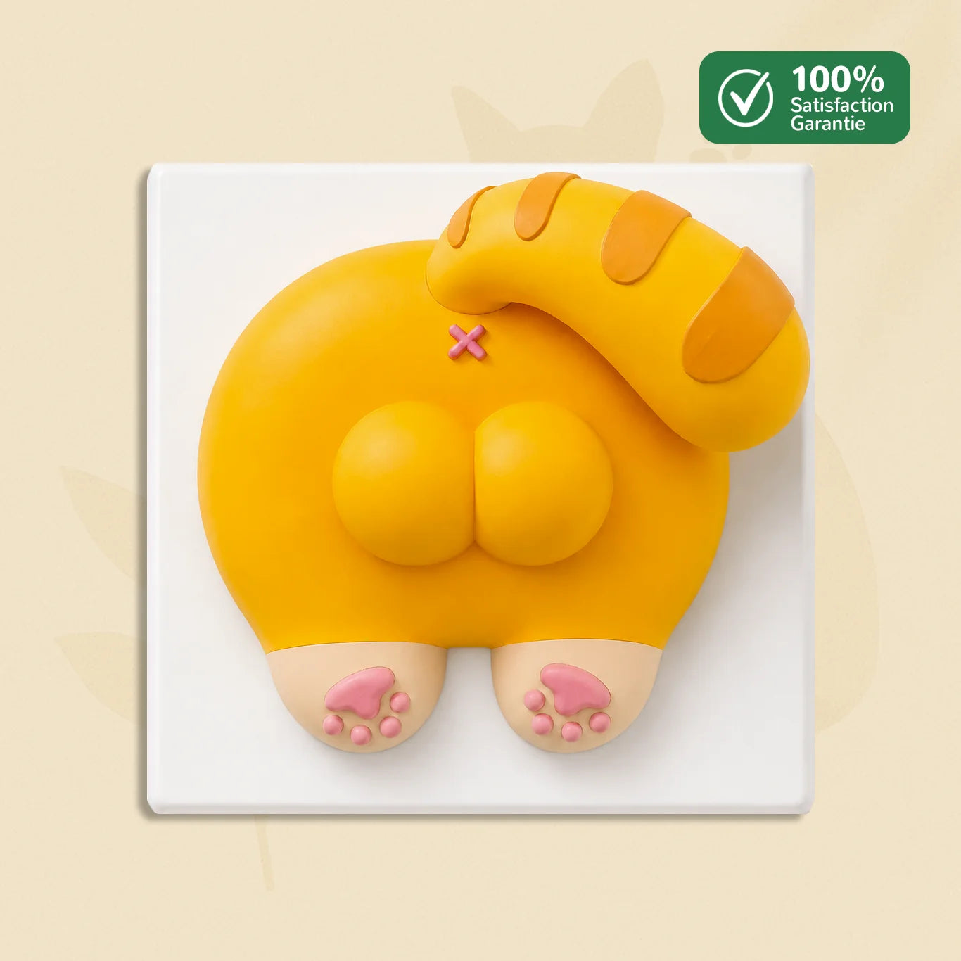 ButtoSwitch jaune posé sur interrupteur mural type 86 - cache décoratif fesses de chat