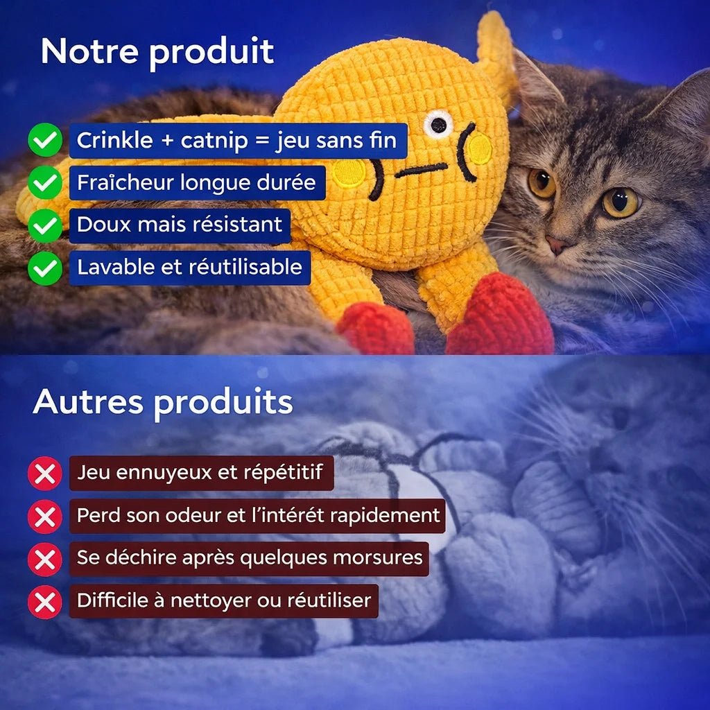 Doudou pour Chat CrinkleCat - Anti-Stress & Soin Dentaire - oaura