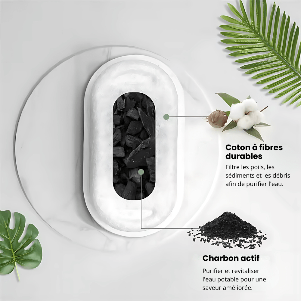 Filtre fontaine chat avec charbon actif et coton à fibres durables pour purifier l’eau
