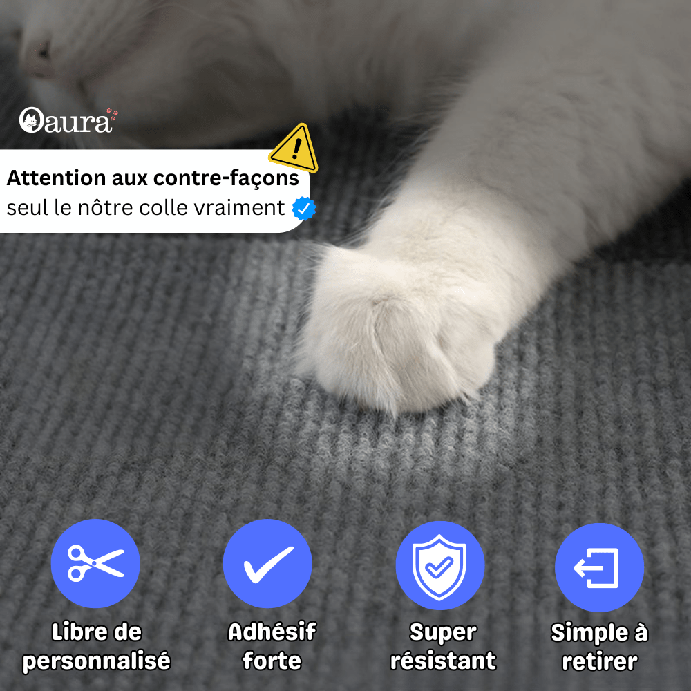 PolyGriffe - Griffoir Autocollant Chat Découpable & Repositionnable - oaura