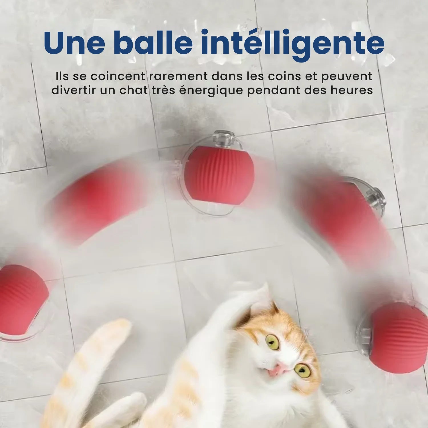 PawBall balle intelligente pour chat avec mouvement automatique 360 degrés et trajectoires aléatoires
