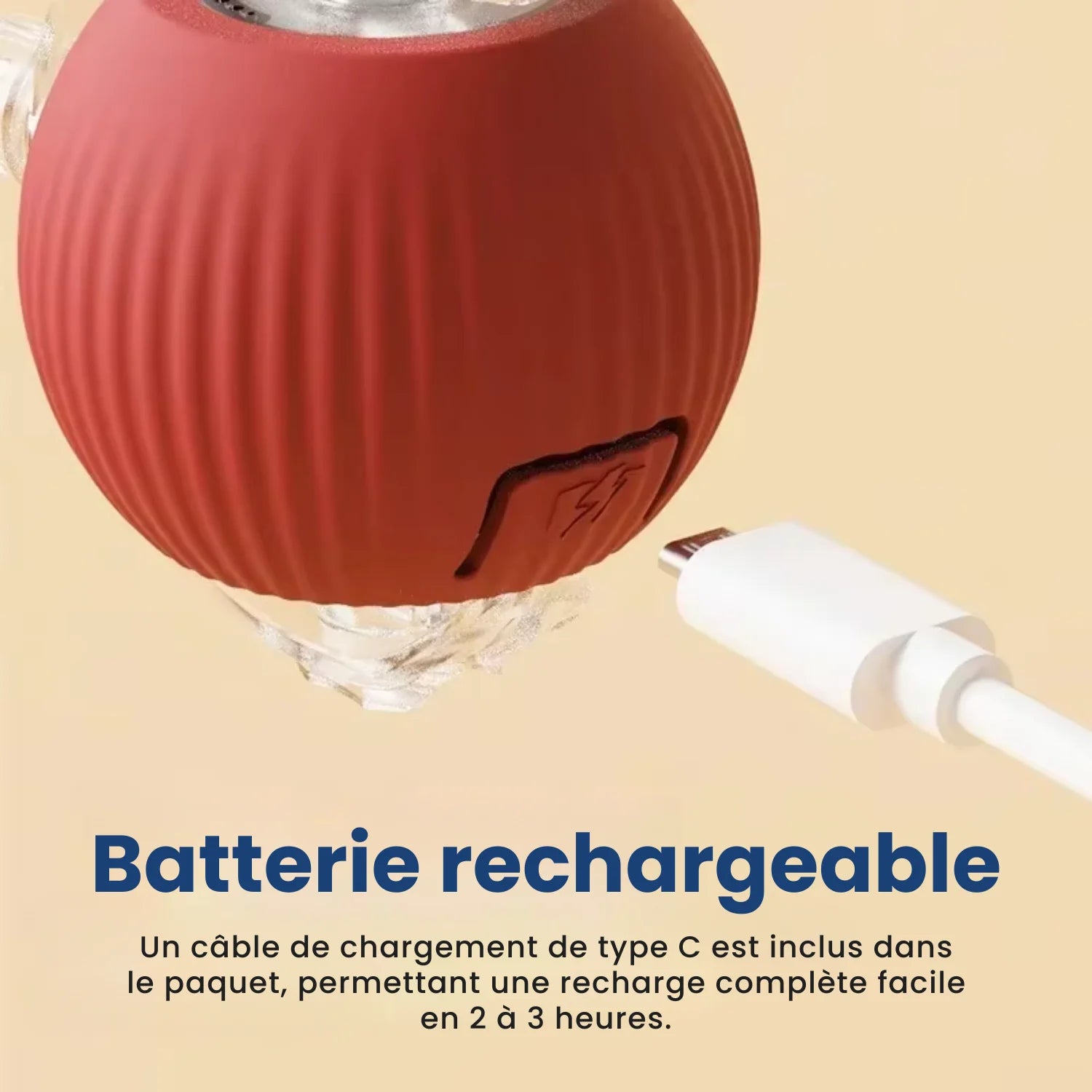 Balle interactive PawBall rechargeable USB Type C pour chat avec batterie intégrée