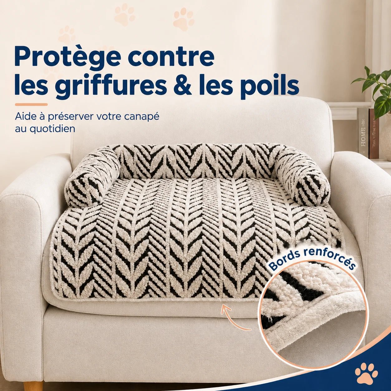 CosyPaw - Protection Canapé Chat Douce & Antidérapante - oaura