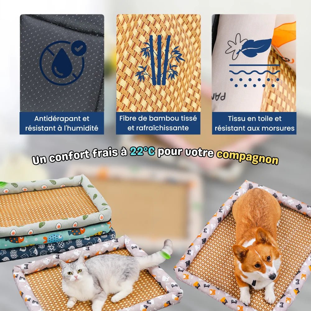 Tapis rafraîchissant NooMat avec fibre de bambou tissée, base antidérapante et tissu résistant
