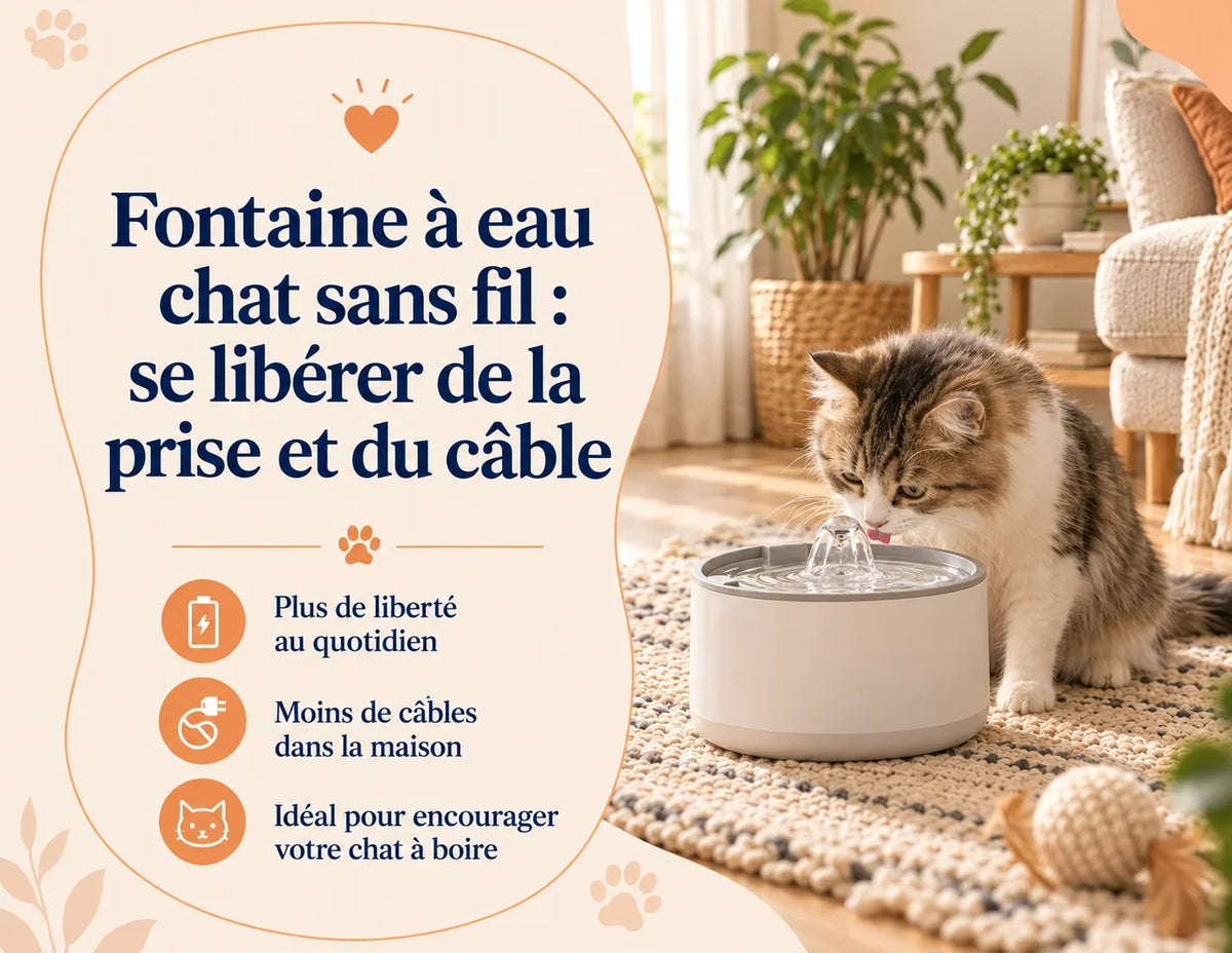 Fontaine à eau chat sans fil : se libérer de la prise et du câble