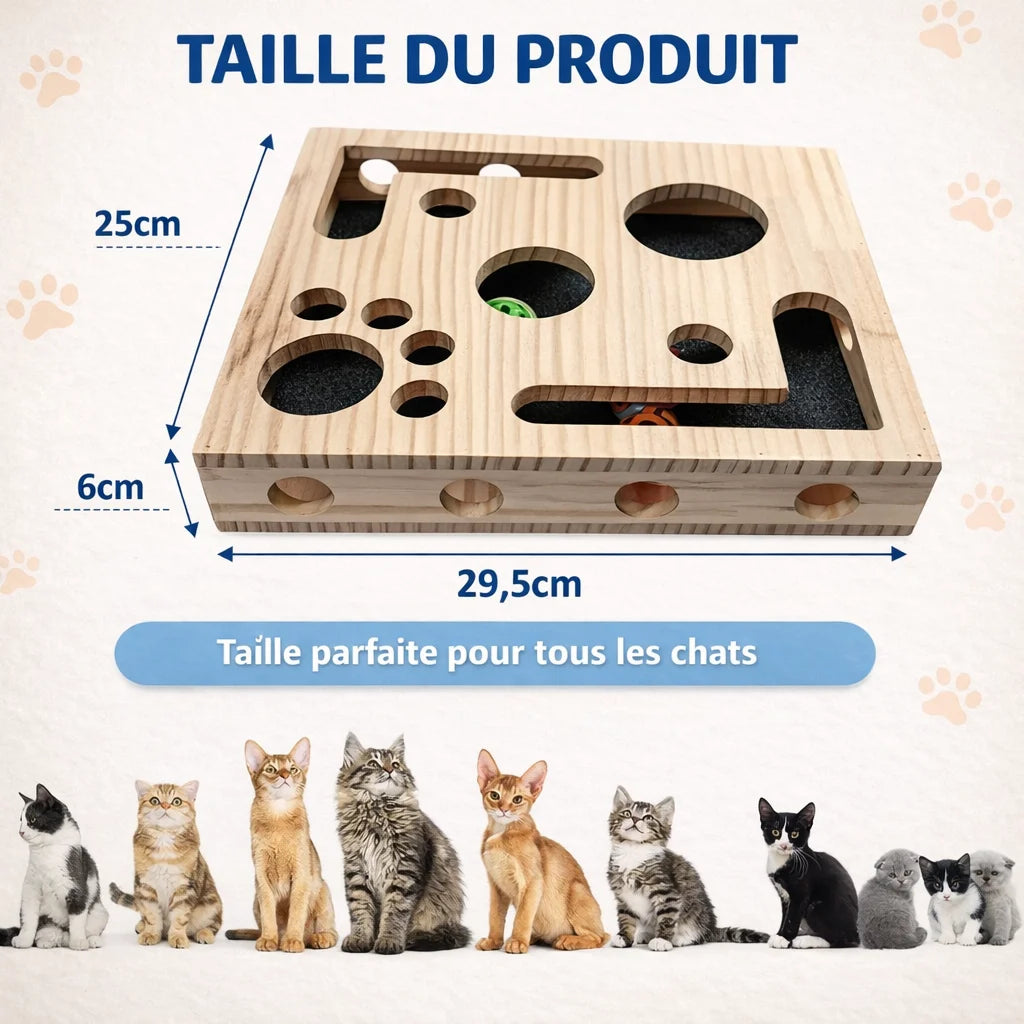 Jouet puzzle interactif pour chat en bois – Griff’Puzzle™