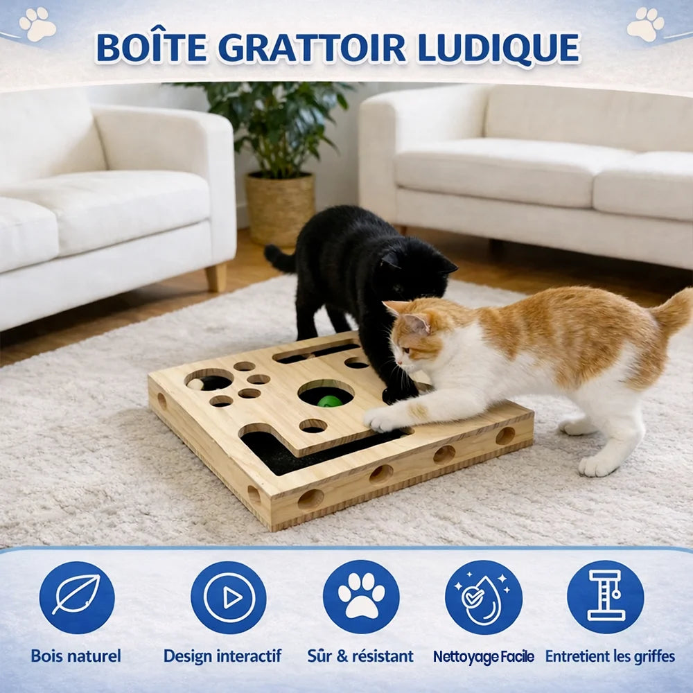 Jouet puzzle interactif pour chat en bois – Griff’Puzzle™