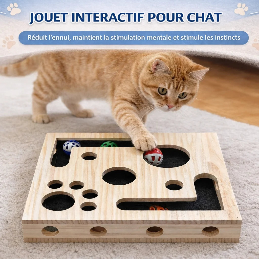 Jouet puzzle interactif pour chat en bois – Griff’Puzzle™