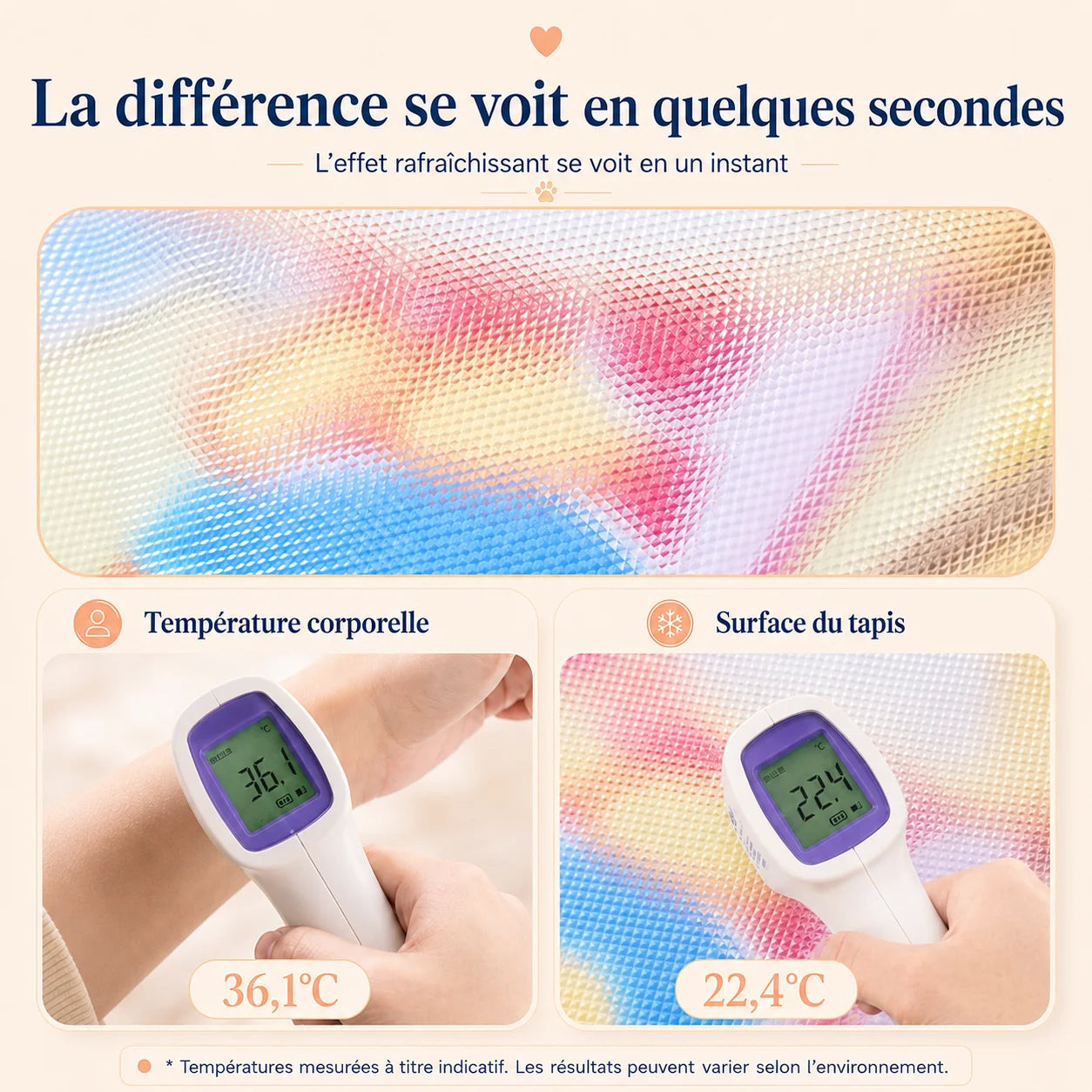 Tapis rafraîchissant AquaFresh avec effet fraîcheur visible et surface à température adaptée
