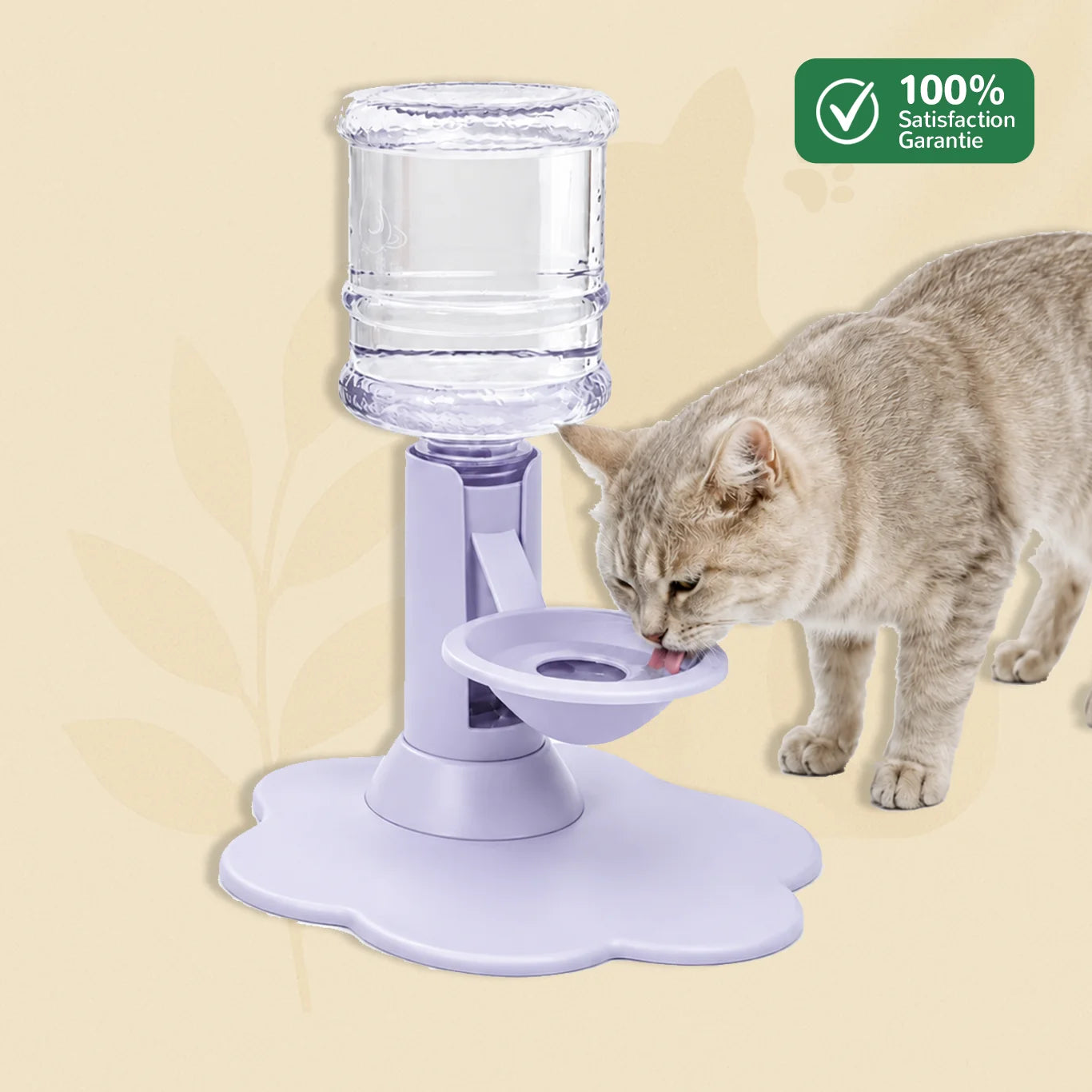 Fontaine à eau chat AquaZen mauve avec système à gravité silencieux et réservoir automatique