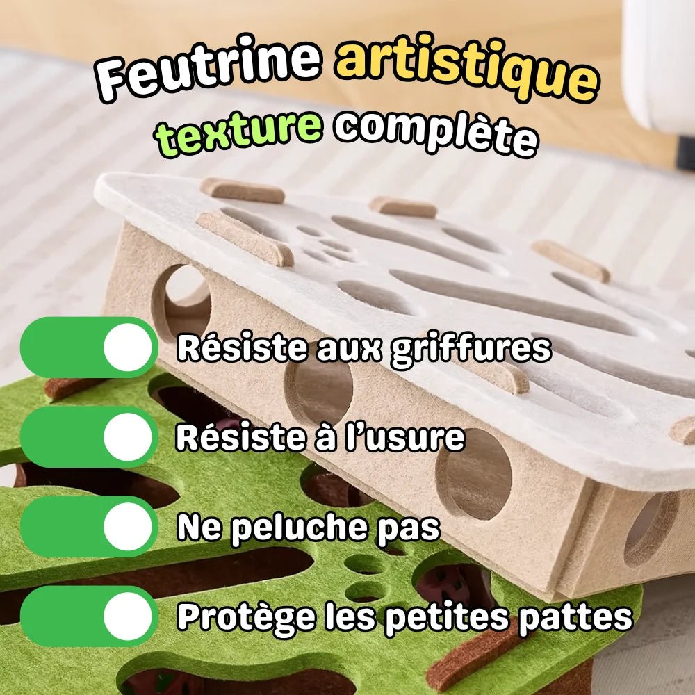 Boîte interactive pour chat BoxiCat en feutre résistant aux griffes et à l’usure