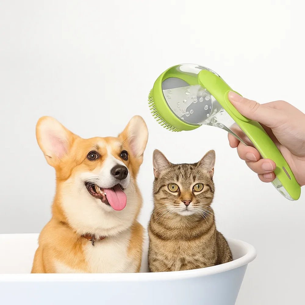 BrushyPet, brosse de bain 2 en 1 pour chat et chien avec réservoir intégré – Oaura