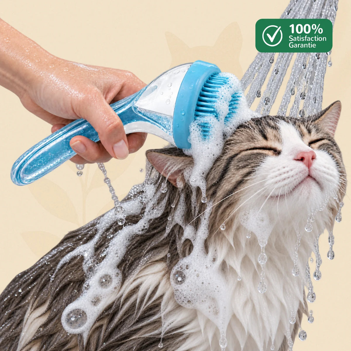 Brosse de bain chat et chien BrushyPet bleue avec picots en silicone – Oaura