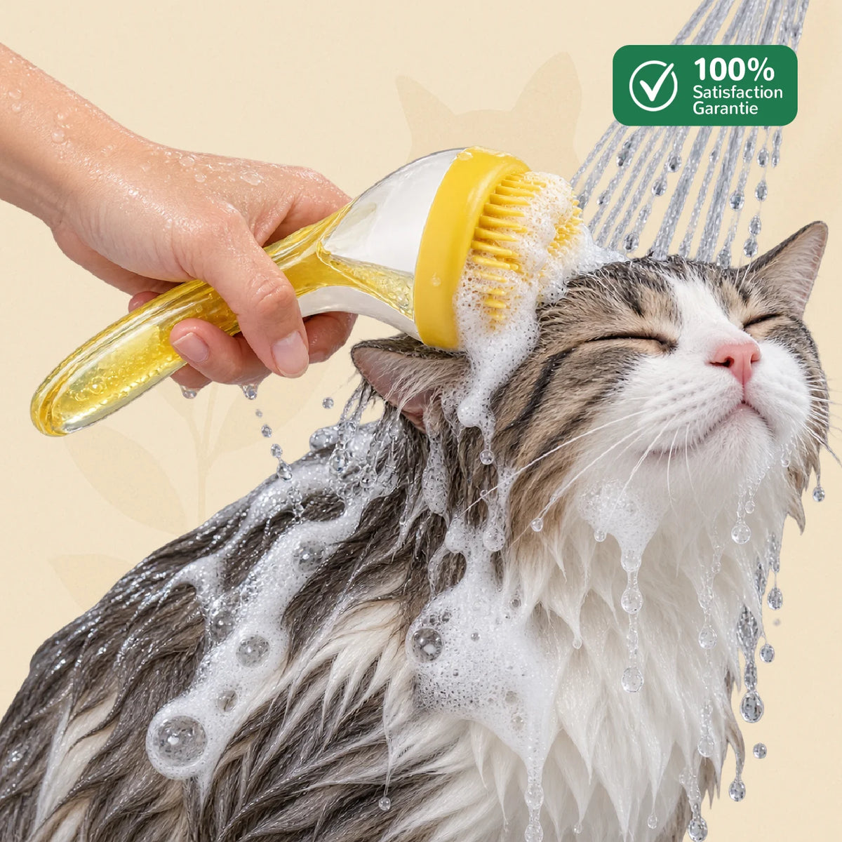 Brosse de bain chat et chien BrushyPet jaune avec picots en silicone – Oaura