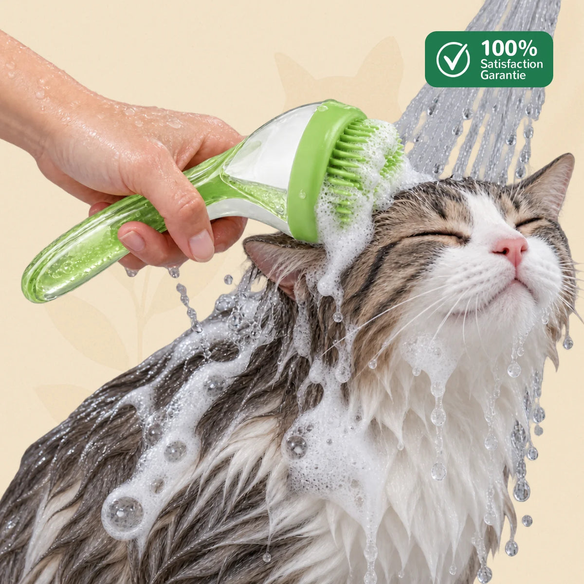 Brosse de bain chat et chien BrushyPet verte avec picots souples – Oaura