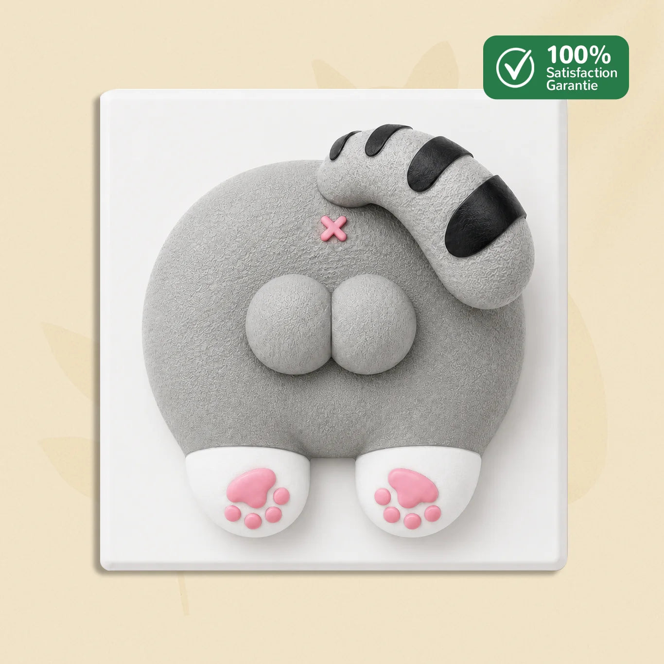 ButtoSwitch gris posé sur interrupteur mural type 86 - cache décoratif fesses de chat