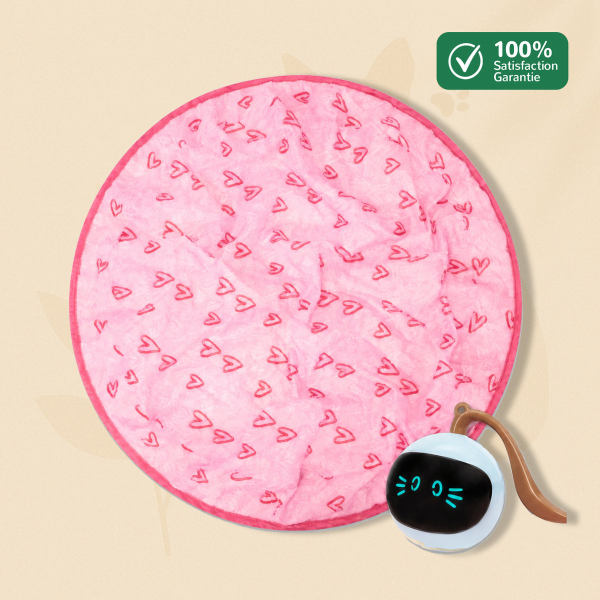 CaptiChat rose avec une balle motorisée blanche pour stimuler l’instinct de chasse du chat