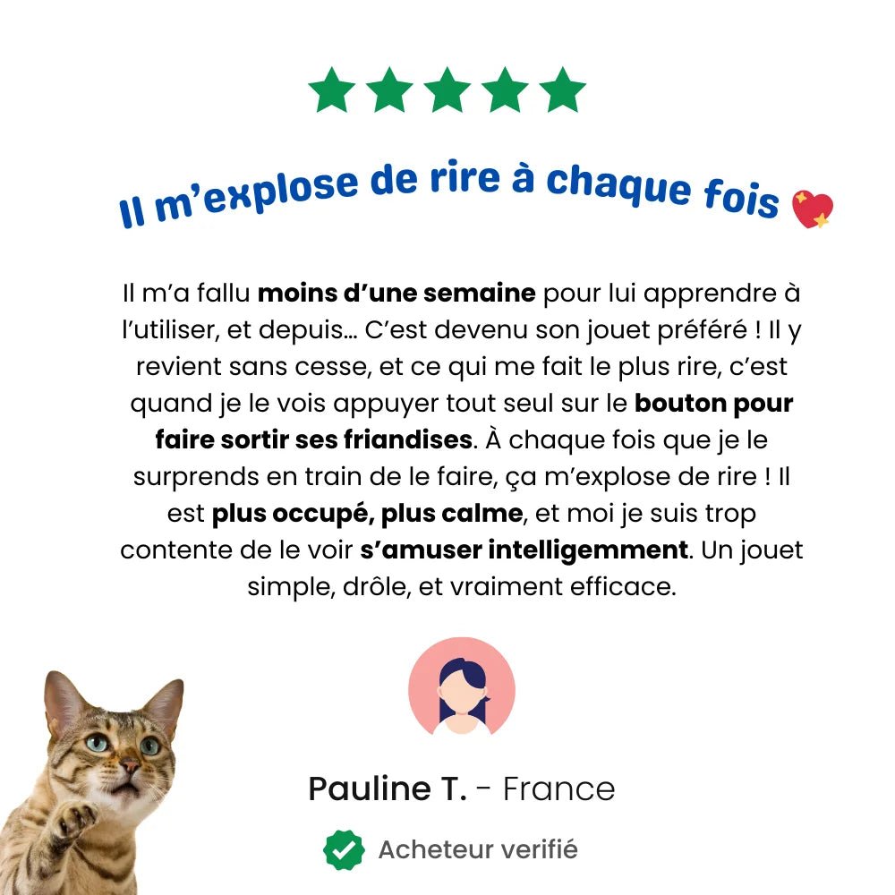 Avis cinq étoiles d’une cliente sur le distributeur interactif CaptiDuck