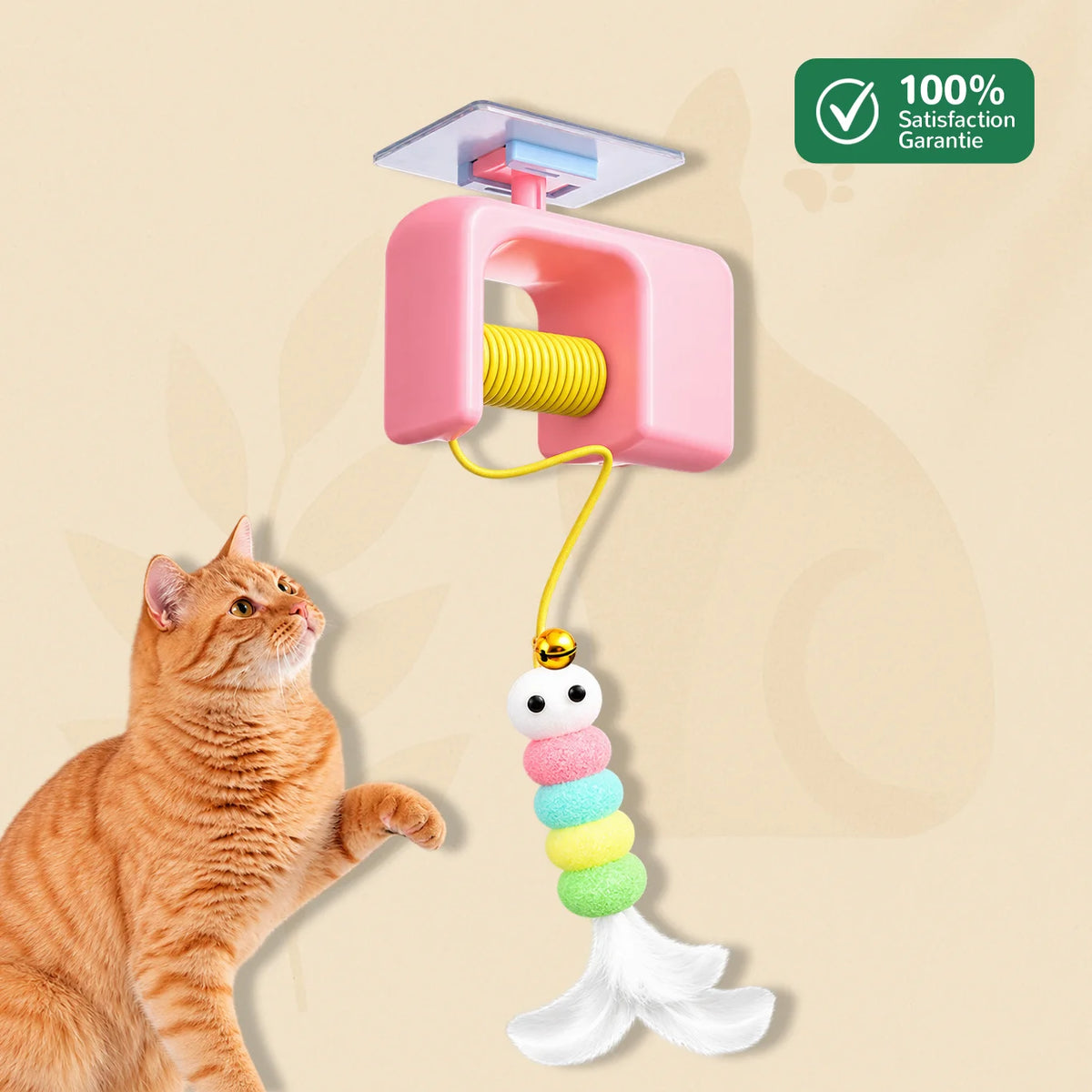 CatchyCat rose - variante coloris rose du jouet automatique suspendu pour chat