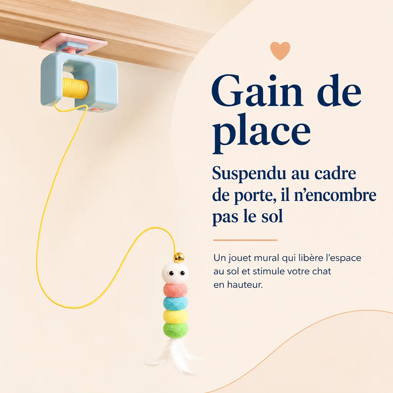 CatchyCat suspendu au cadre de porte - jouet chat gain de place, aucune surface au sol occupée