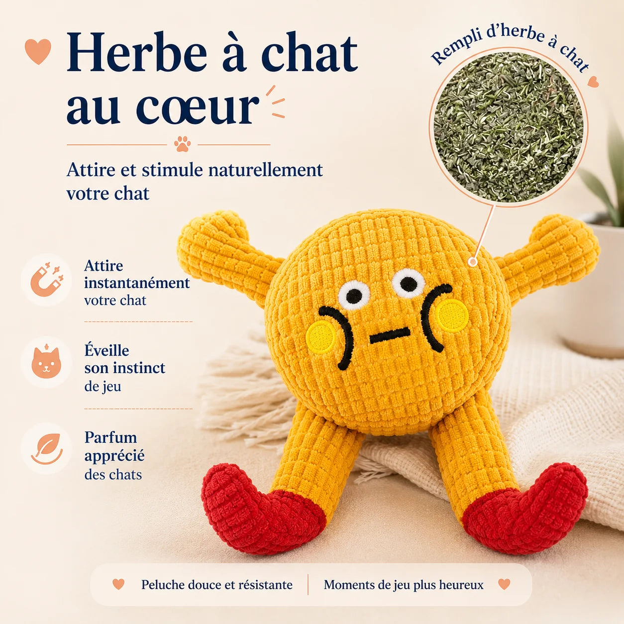 Jouet dentaire pour chat CrinkleCat rempli d’herbe à chat
