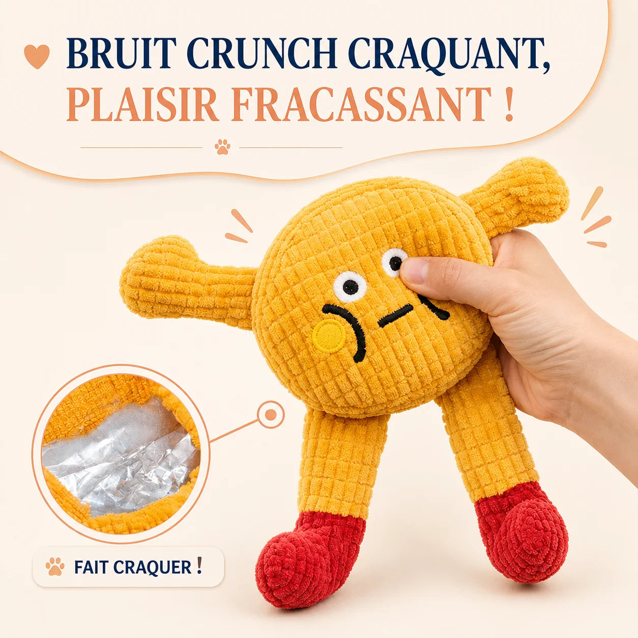 Jouet froissable pour chat CrinkleCat avec film intérieur produisant un bruit craquant