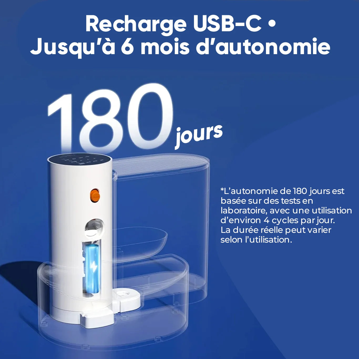 Fontaine à eau pour chat rechargeable en USB-C avec longue autonomie