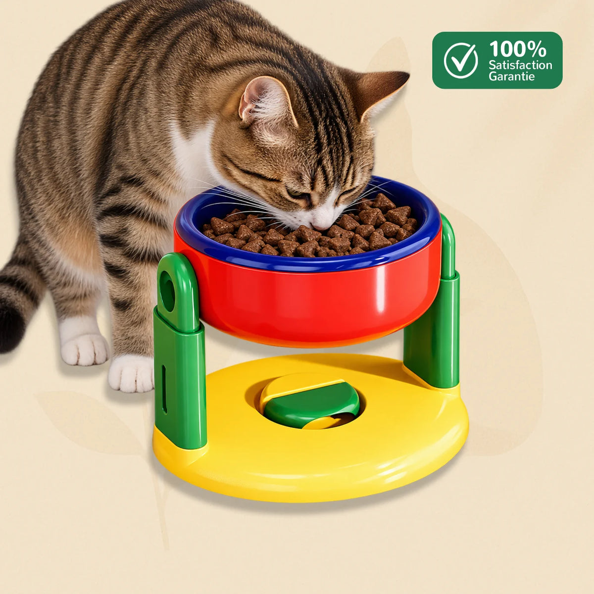 Gamelle pour chat ErgoBowl surélevée et réglable avec croquettes