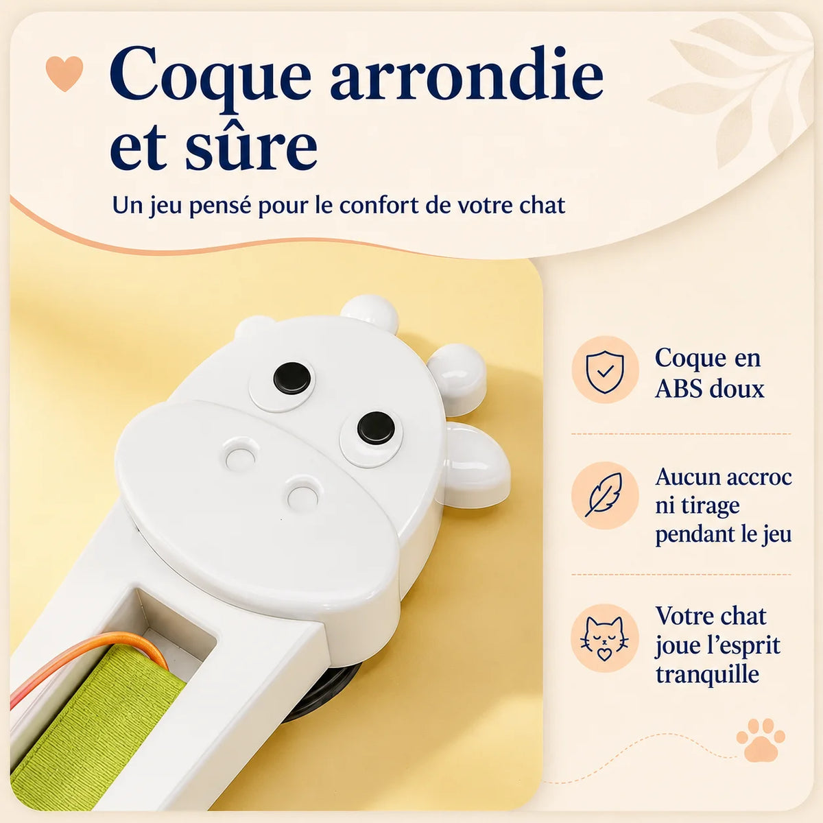 Gros plan coque ABS arrondie et douce du jouet GiraFly - aucun accroc ni tirage pendant le jeu