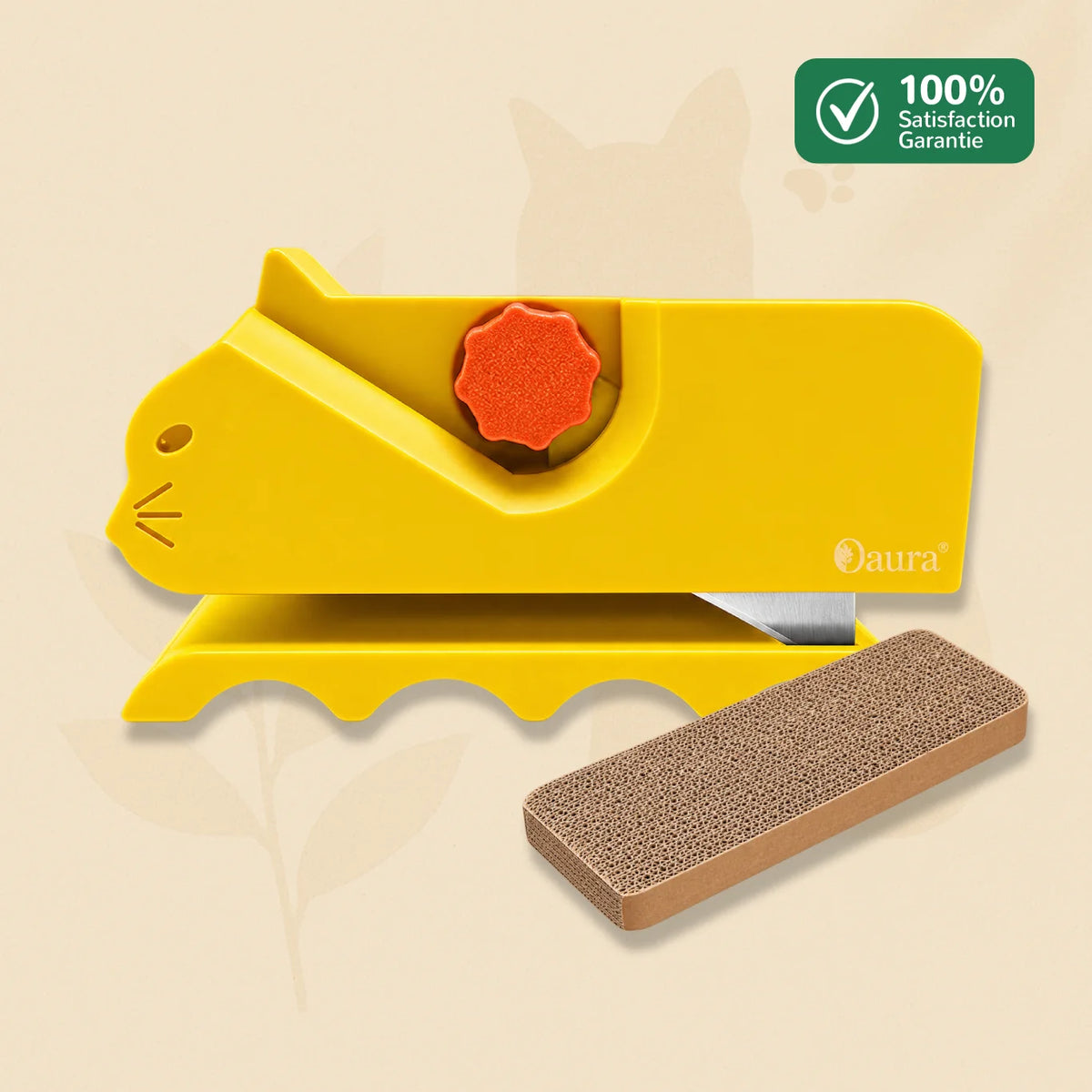 BricoChat jaune - coupe-carton griffoir chat 5 coloris