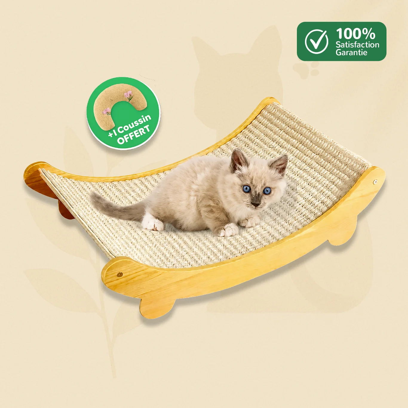 GriffoNest griffoir en sisal avec chaton et coussin offert