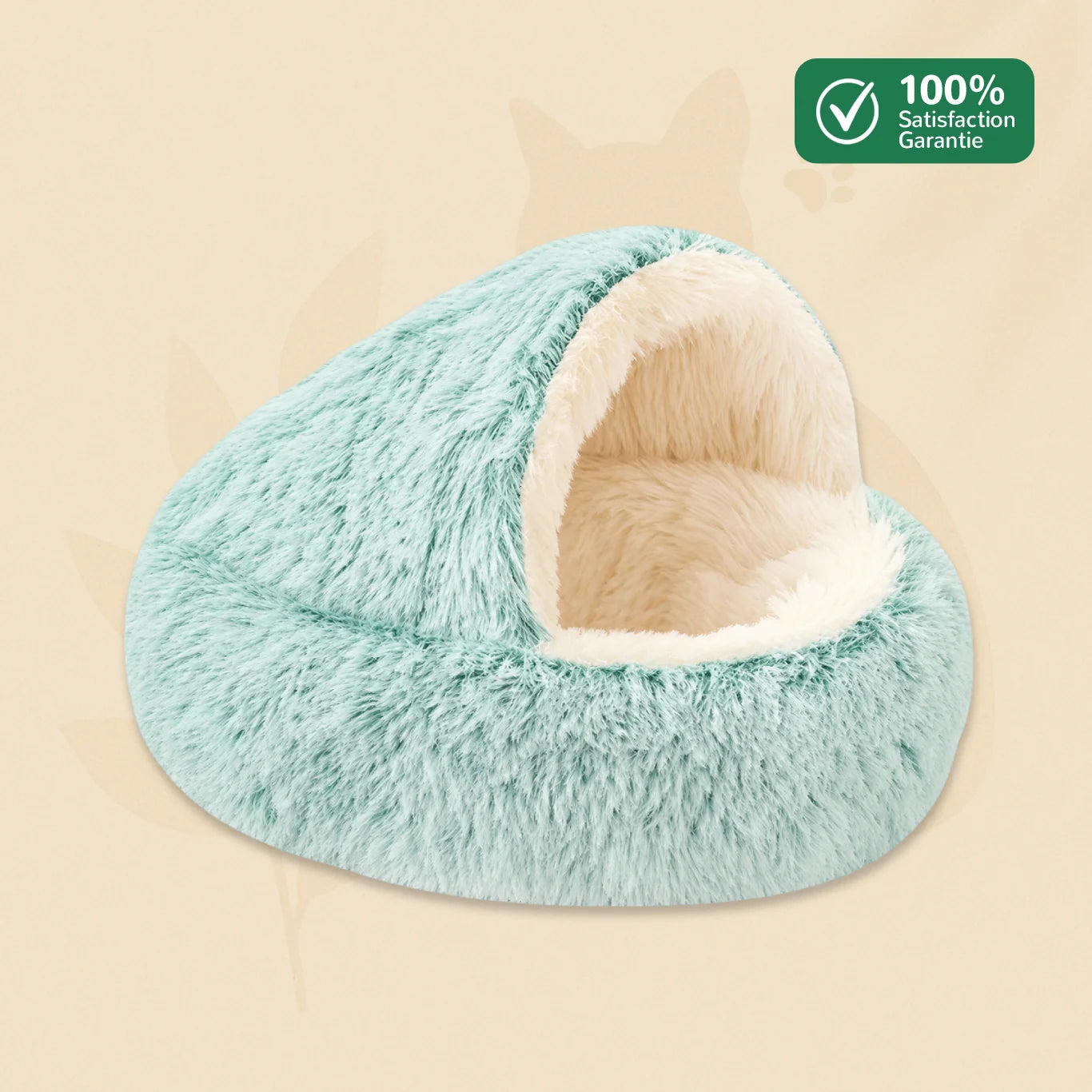 PawsCave grotte pour chat douillette bleu avec interieur moelleux