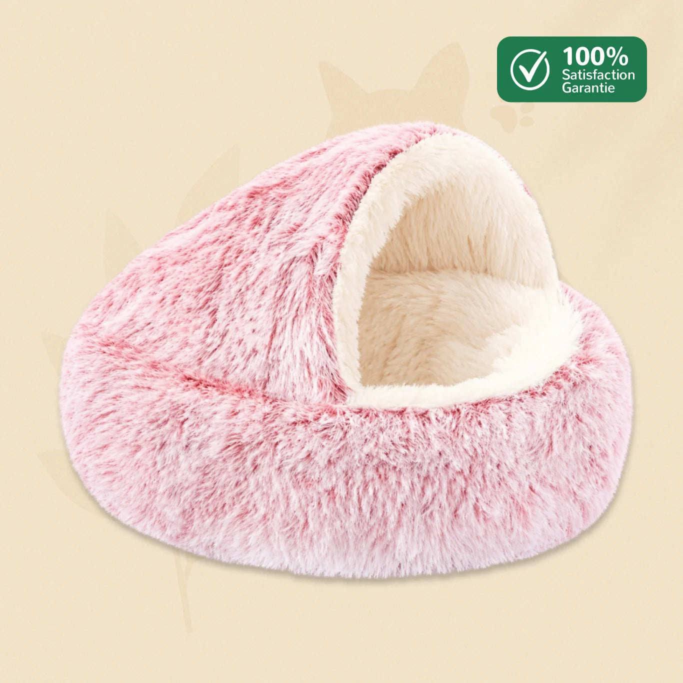 PawsCave grotte pour chat douillette rose avec interieur moelleux
