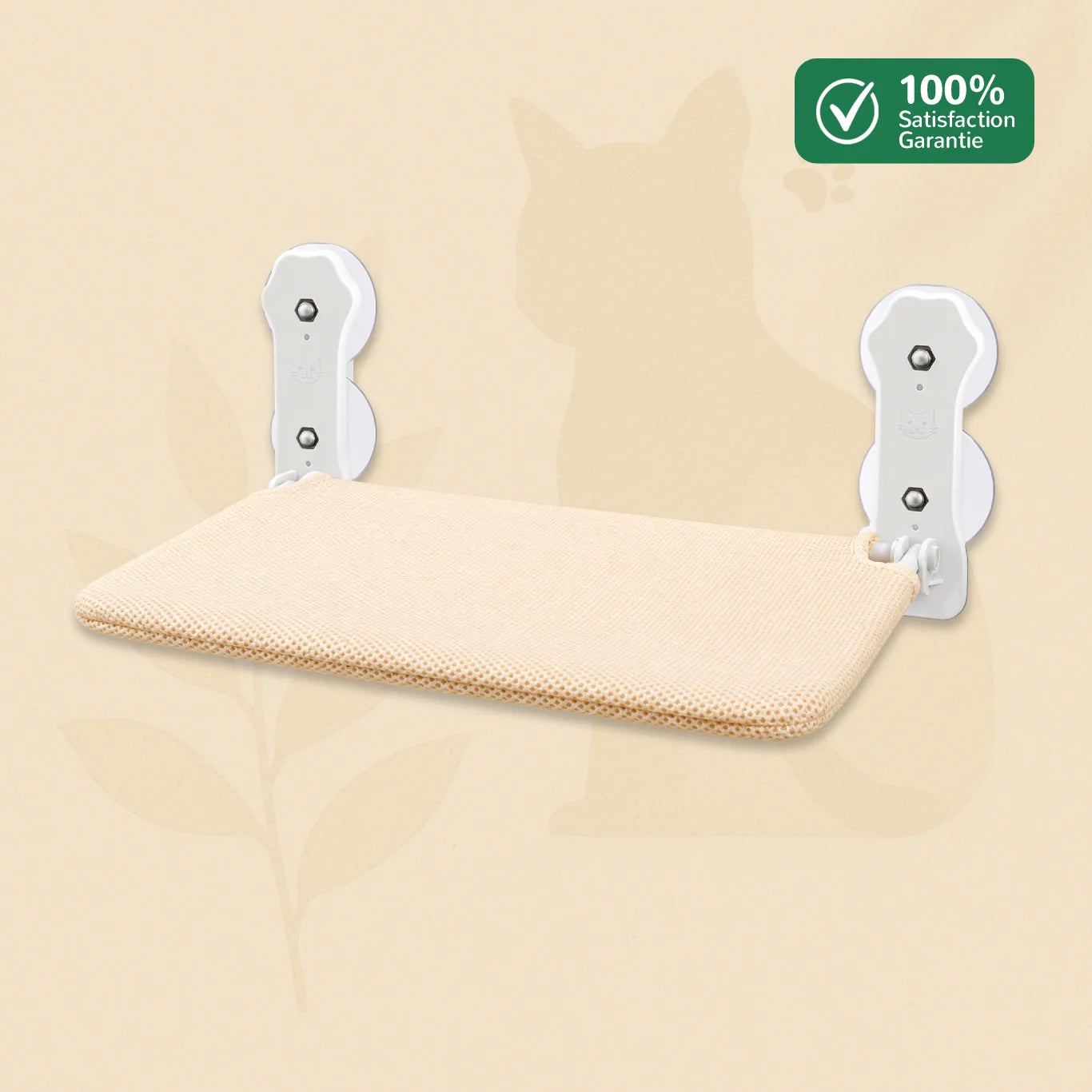 HamaCat beige, hamac pour chat à quatre ventouses conçu pour les fenêtres et surfaces lisses
