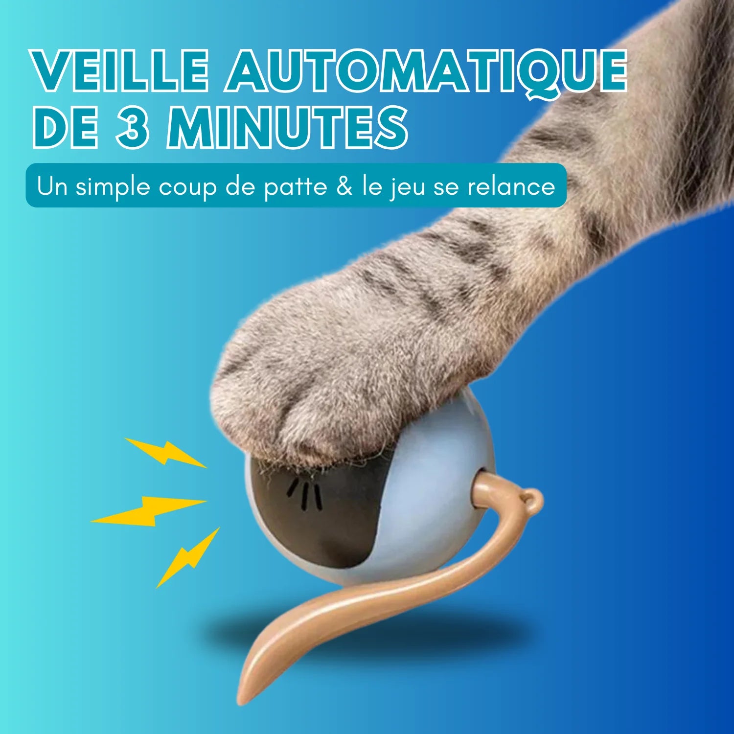 Jouet interactif pour chat CaptiChat avec veille automatique et relance au toucher