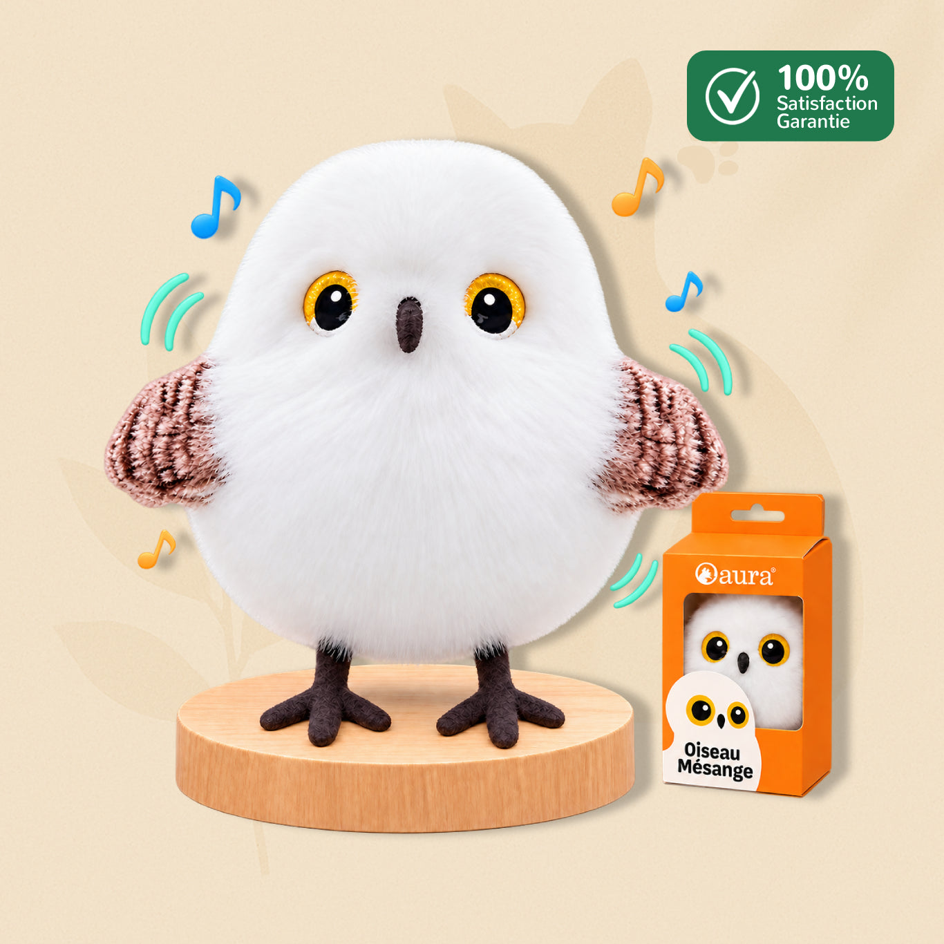 Jouet oiseau interactif PiouCat modèle Mésange - sons doux, idéal pour chats sensibles aux bruits