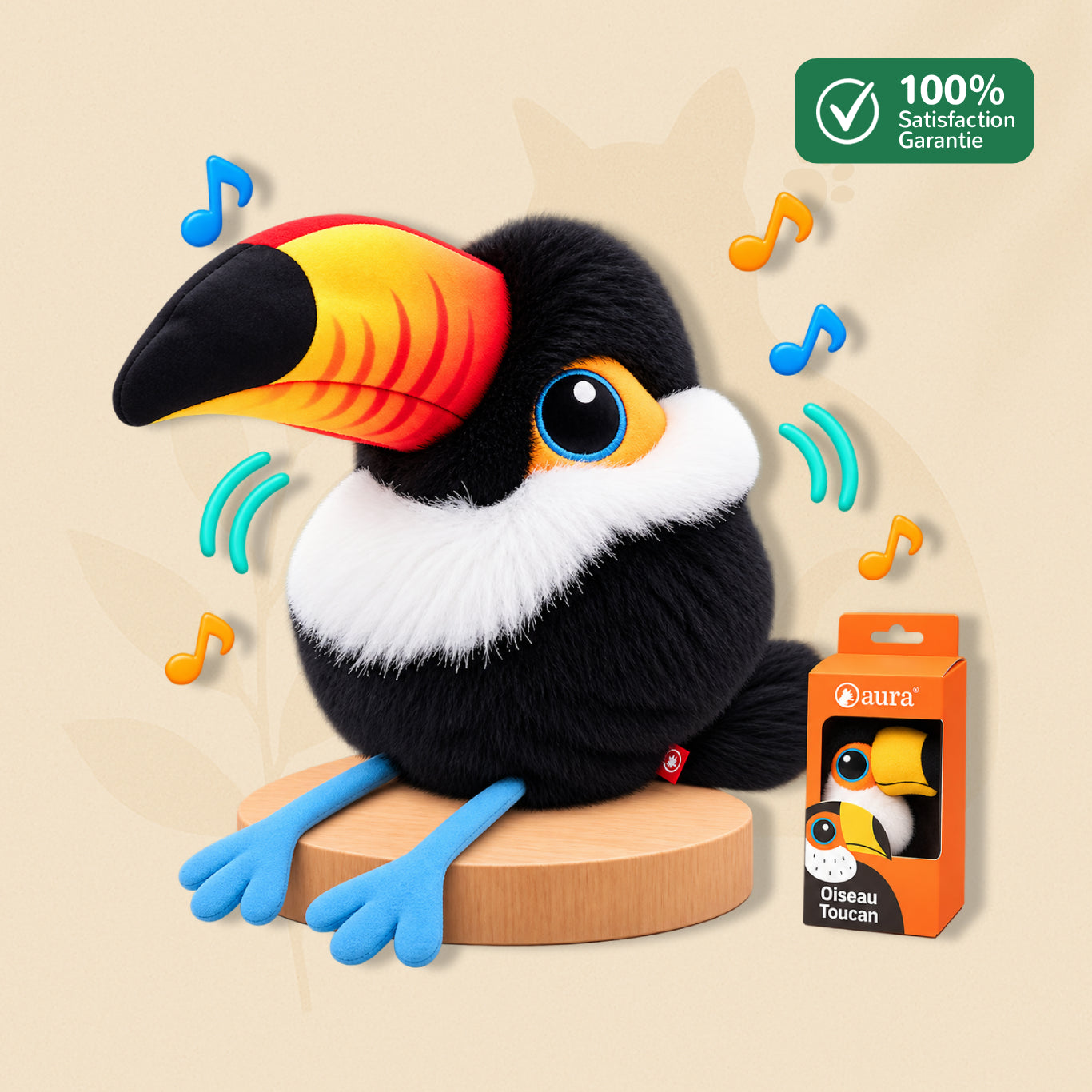 Jouet chat oiseau PiouCat modèle Toucan - sons aigus réalistes, activation tactile, vue produit complète