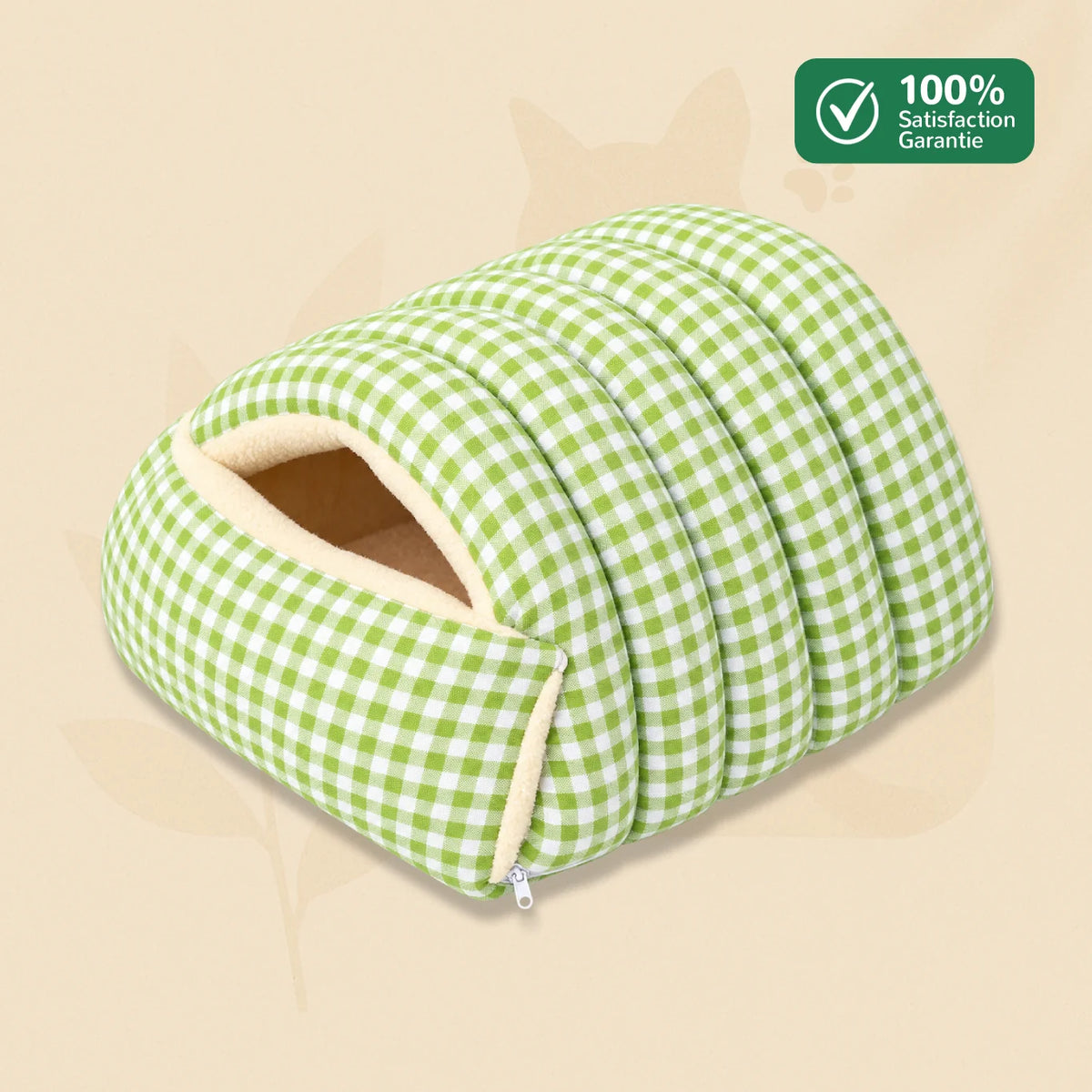 Niche pour chat CosyNest vert - grotte semi-fermée