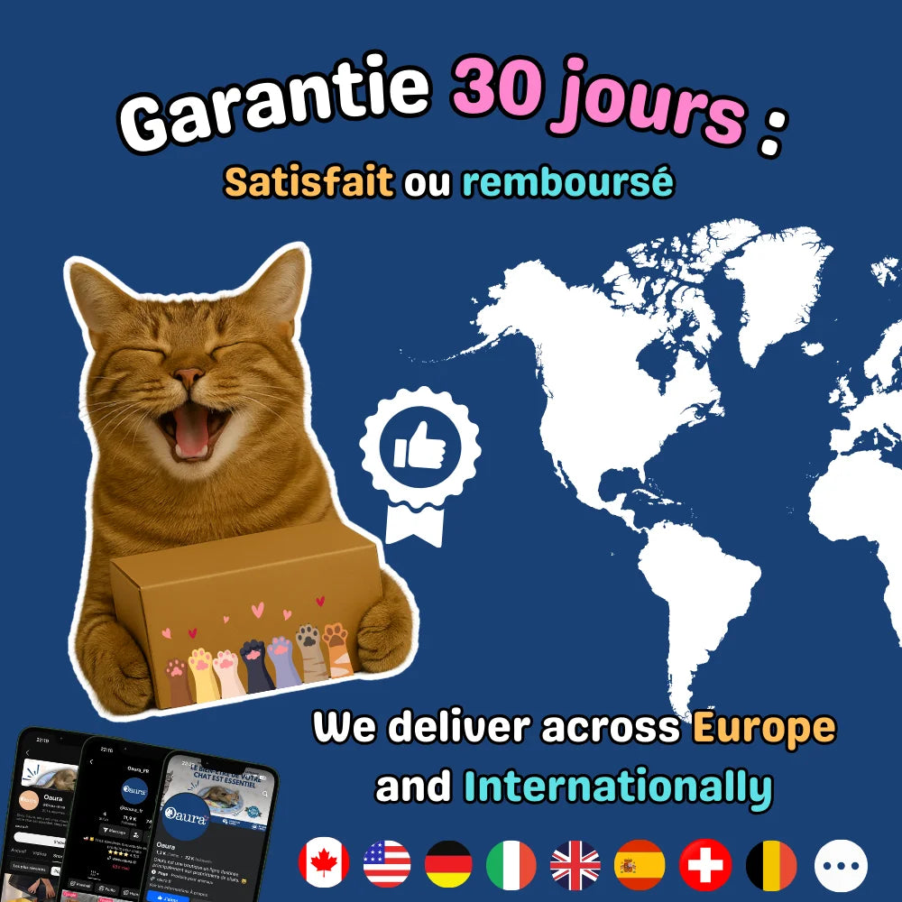 Visuel Oaura garantie 30 jours satisfait ou remboursé avec livraison en Europe et à l’international
