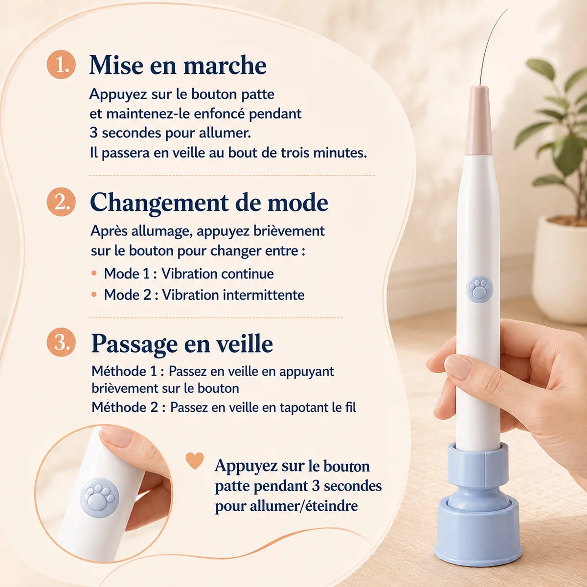 Guide d'utilisation FlutterPlay jouet papillon chat - 2 modes d'emploi (ventouse automatique et poignée manuelle)