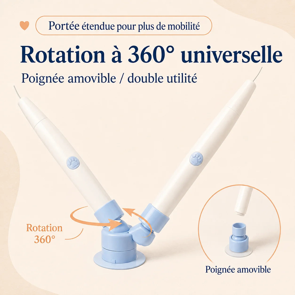FlutterPlay rotation 360° et poignée amovible - 2 modes en 1 : automatique et interactif avec le propriétaire
