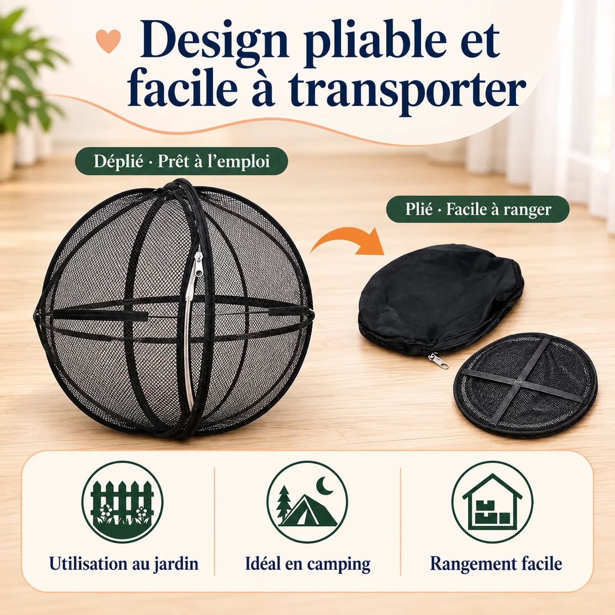 Parc pour chat pliable BulleCat déployé et replié pour un rangement et un transport faciles – Oaura