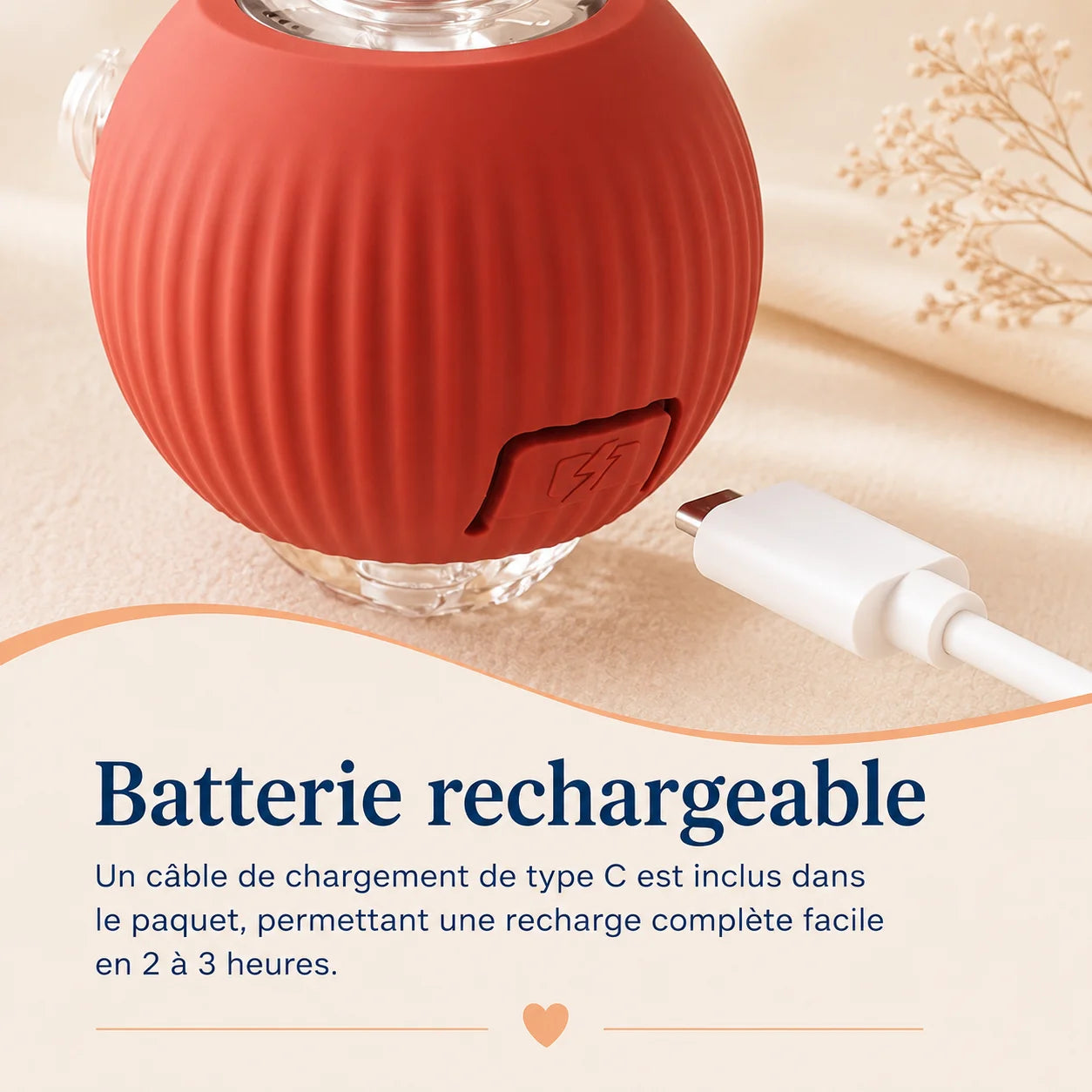 Port de recharge USB de la balle interactive PawBall